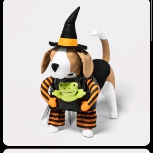 Hyde & EEK! Witch Pet Costume Size Medium Black/Orange Striped Pet Outfit - Picture 9 of 12